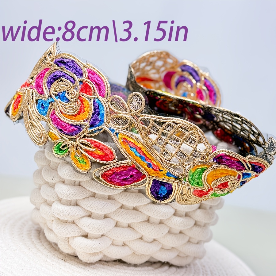 Ethnic Tie-Dye Cord Embroidered Lace for DIY
